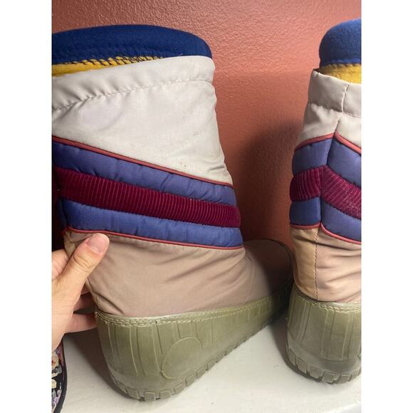 VINTAGE retro 1970s Winter Snow Boots Wedge 9.5 - Picture 9 of 9